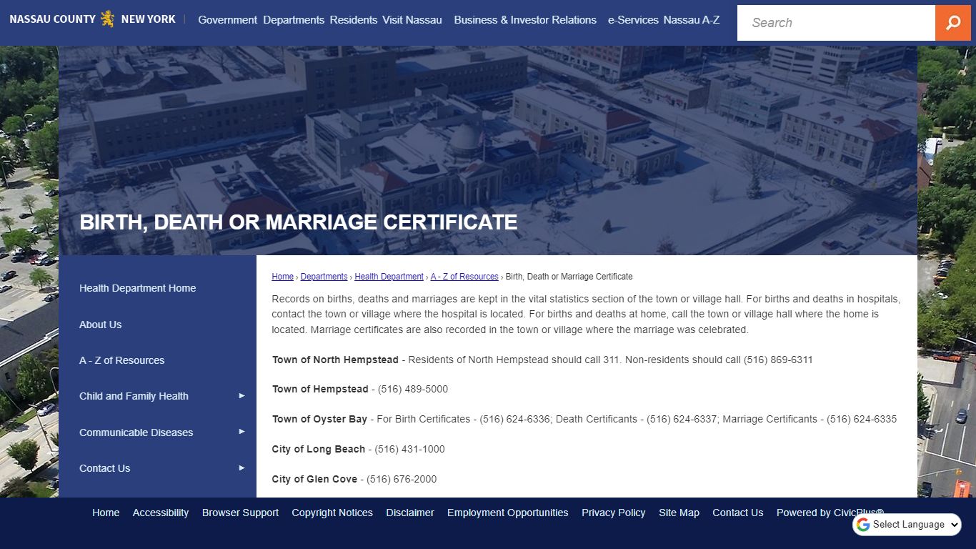 Birth, Death or Marriage Certificate | Nassau County, NY ...
