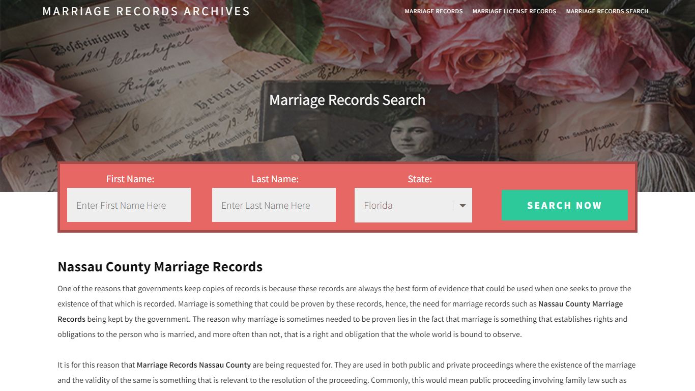 Nassau County Marriage Records | Enter Name and Search