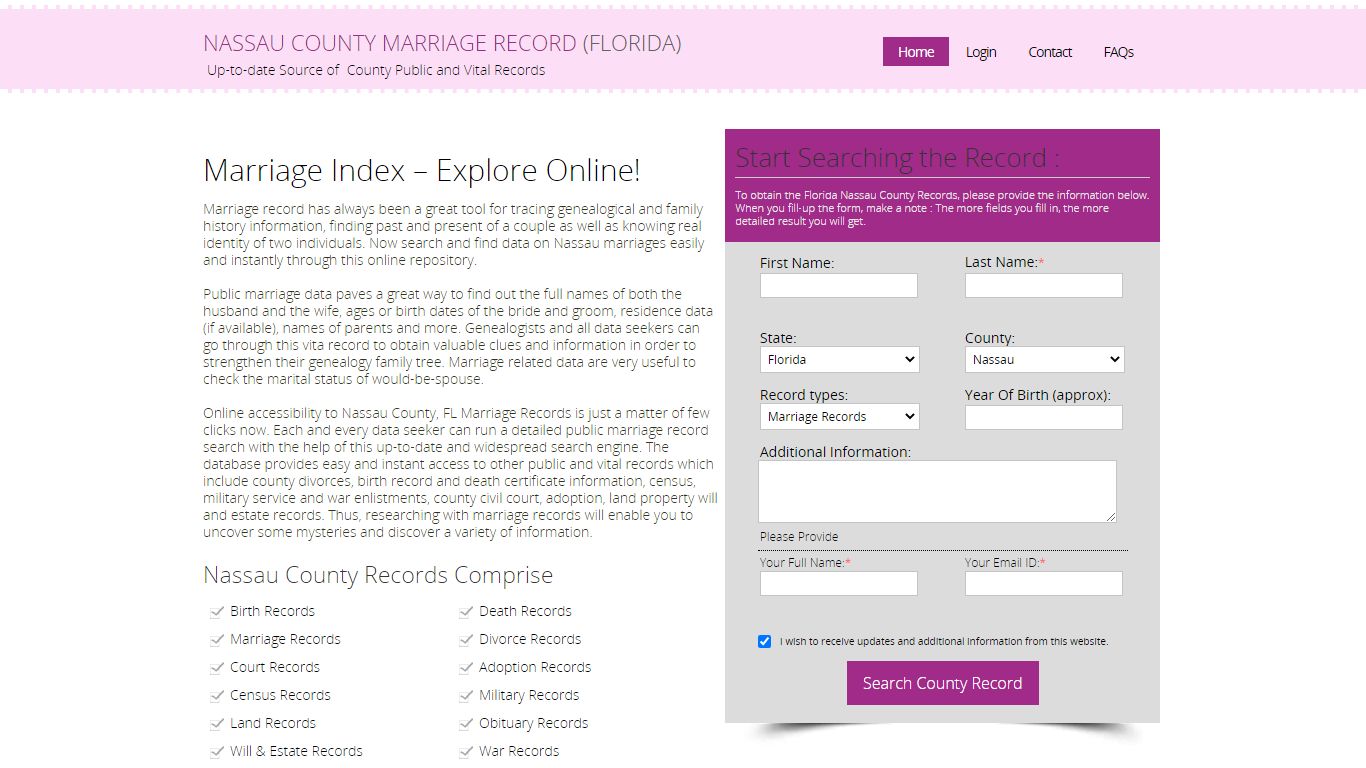 Public Marriage Records - Nassau County, Florida